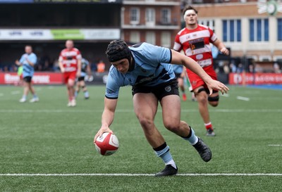 020526 - Cardiff RFC v Llandovery RFC - SRC Semi Final - Osian Darwin-Lewis of Cardiff runs in to score a try