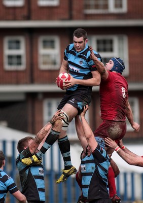 180212 Cardiff RFC v Llanelli RFC - Swalec Cup -Cardiff's Dan Partridge claims lineout ball 