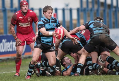 180212 Cardiff RFC v Llanelli RFC - Swalec Cup -Cardiff's Tom Rowlands clears the ball to touch