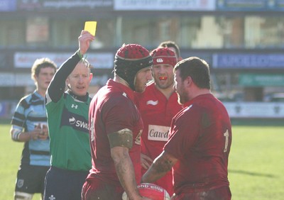 180212 Cardiff RFC v Llanelli RFC - Swalec Cup -Llanelli's Shaun Hopkins is sin binned 