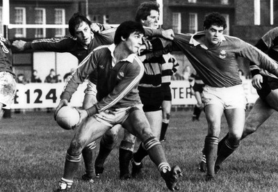 271182 - Cardiff v Llanelli - Mark Douglas of Llanelli gets the ball away as his forwards protect him