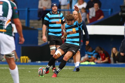 010918 - Cardiff RFC v Merthyr RFC - Principality Premiership - Steffan Jones of Cardiff kicks a goal 