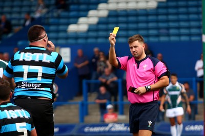 010918 - Cardiff RFC v Merthyr RFC - Principality Premiership - Referee Ben Whitehouse sends Ian Jenkins of Cardiff to the sin bin