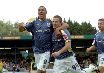 23.08.08 - Championship Football Cardiff City v Norwich City Cardiff's Ross McCormack (R) celebrates after scoring goal with Jay Bothroyd 