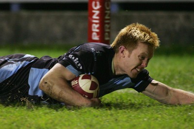 05.02.10 Cardiff RFC v Pontypool RFC - Principality Premiership - Cardiff's Jimmy Norris dives over to score a try. 