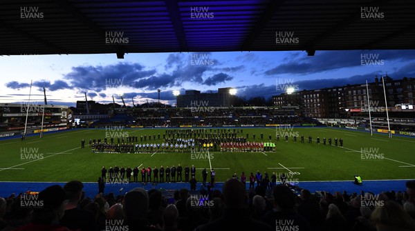 010423 - Cardiff Rugby v Sale Sharks - European Rugby Challenge Cup - Everyone at Cardiff Arms Park pay their respects to former Chairman Peter Thomas ahead of kick off