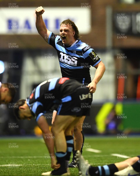 010423 - Cardiff Rugby v Sale Sharks - European Rugby Challenge Cup - Kristian Dacey of Cardiff celebrates