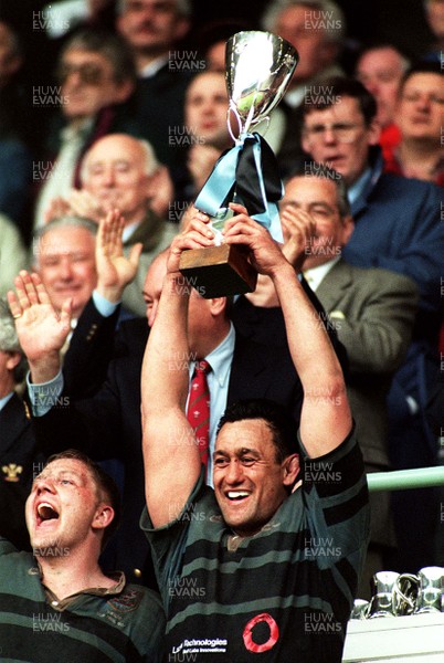 260497 - Cardiff v Swansea - SWALEC Cup Final -  Cardiff captain, Hemi Taylor, celebrates with the trophy