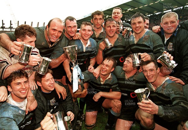 260497 - Cardiff v Swansea - SWALEC Cup Final -  Cardiff team celebrates with the trophy