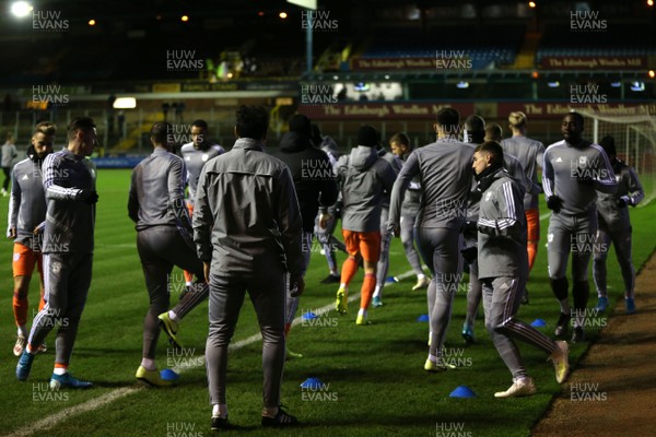 150120 - Carlisle United v Cardiff City - FA Cup Third Round Replay -  Cardiff City players warm up before kick off