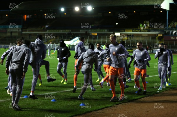 150120 - Carlisle United v Cardiff City - FA Cup Third Round Replay -  Cardiff City players warm up before kick off