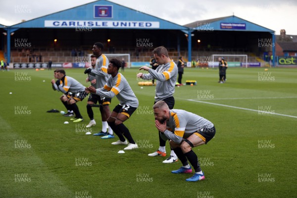 031118 - Carlisle United v Newport County - Sky Bet League 2 - Newport County players warm up before kick off