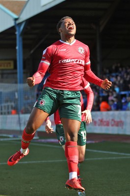 050425 - Carlisle United v Newport County - Sky Bet League 2 - Bobby Kamwa of Newport celebrates scoring his first goal of the match to make it 0-2
