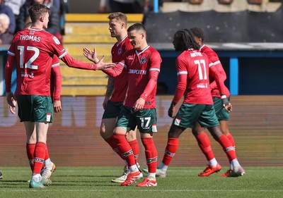 050425 - Carlisle United v Newport County - Sky Bet League 2 - Players celebrate 1st goal by Kieron Evans of Newport [no 17]