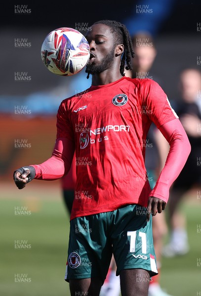 050425 - Carlisle United v Newport County - Sky Bet League 2 - Cameron Antwi of Newport warms up before the match