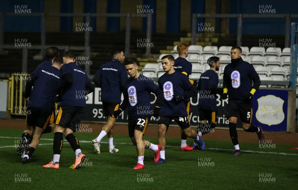 100320 - Carlisle United v Newport County - Sky Bet League 2 - Newport County players warm up before kick off