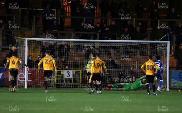 100320 - Carlisle United v Newport County - Sky Bet League 2 - Joshua Kayode of Carlisle United scores from the penalty spot