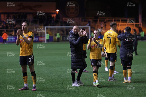 150322 - Carlisle United v Newport County - Sky Bet League 2 - Newport County manager James Rowberry applauds the fans at the final whistle