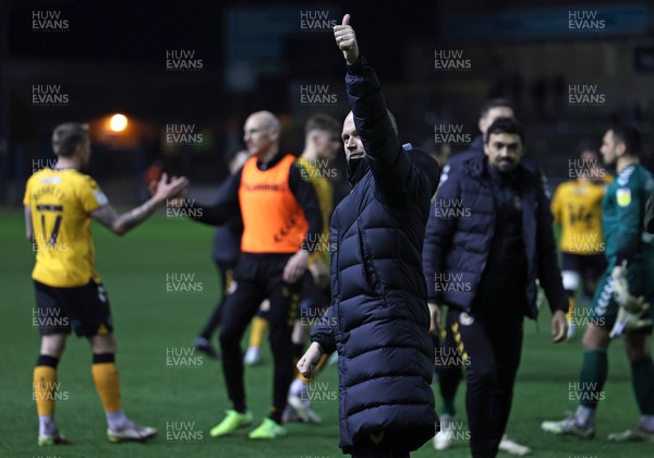 150322 - Carlisle United v Newport County - Sky Bet League 2 - Newport County manager James Rowberry applauds the fans at the final whistle