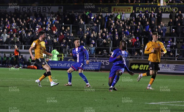 150322 - Carlisle United v Newport County - Sky Bet League 2 - Finn Azaz of Newport County scores a goal to put his side 2-0 up