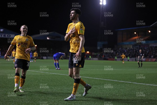 150322 - Carlisle United v Newport County - Sky Bet League 2 - Finn Azaz of Newport County celebrates after putting his side 2-0 up