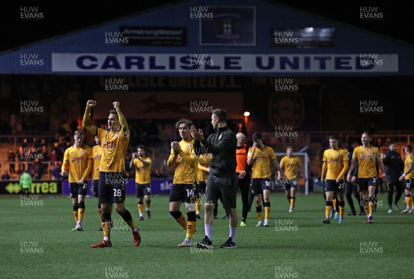 150322 - Carlisle United v Newport County - Sky Bet League 2 - Newport County players and staff applaud the fans at the final whistle