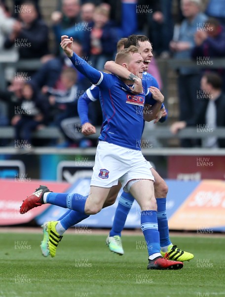 290417 - Carlisle United v Newport County - SkyBet League Two - Nicky Adams of Carlisle celebrates scoring a goal with team mates