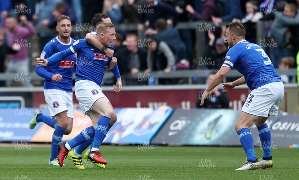 290417 - Carlisle United v Newport County - SkyBet League Two - Nicky Adams of Carlisle celebrates scoring a goal with team mates