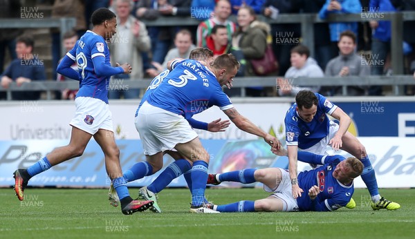 290417 - Carlisle United v Newport County - SkyBet League Two - Nicky Adams of Carlisle celebrates scoring a goal with team mates