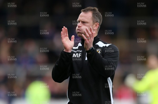 290417 - Carlisle United v Newport County - SkyBet League Two - A dejected Newport County Manager Michael Flynn thanks fans at full time