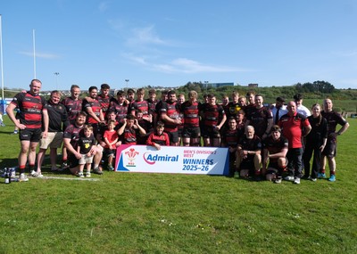250426 - Fishguard v Carmarthen Athletic - Admiral National League 2 West - Carmarthen Athletic celebrate winning the league