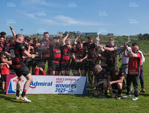 250426 - Fishguard v Carmarthen Athletic - Admiral National League 2 West - Carmarthen Athletic celebrate winning the league