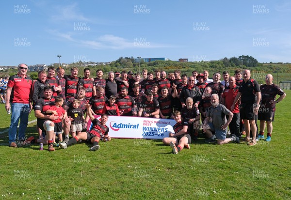 250426 - Fishguard v Carmarthen Athletic - Admiral National League 2 West - Carmarthen Athletic celebrate winning the league