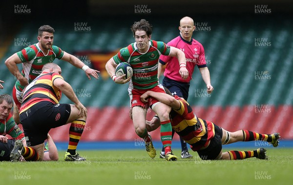 010516 - Carmarthen Quins v Llandovery - SSE SWALEC Cup Final - Sam Soul of Llandovery tries to make ground