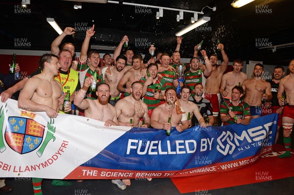 010516 Carmarthen Quins v Llandovery  SSE Swalec Cup Final 2016  Llandovery in the changing rooms celebrate winning the cup