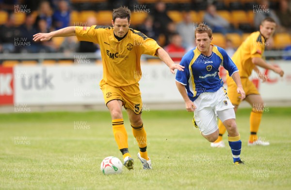 12.07.08 - Carmarthen Town v Cardiff City - Preseason Friendly - Carmarthen's Liam Hancock is challenged by Ross McCormack 