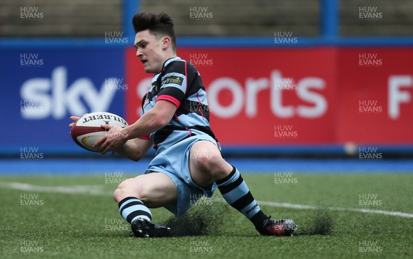 061217 - Cardiff and Vale College v Whitchurch High School, WRU Schools and Colleges League - Tony Lamerton of CAVC races in to score try