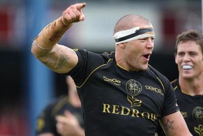 10.08.08 -  Celtic Crusaders v Leigh Centurions. Crusaders Jordan James shows his delight after scoring try 