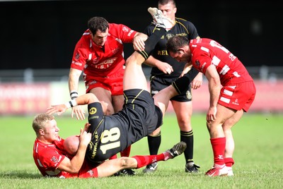 10.08.08 -  Celtic Crusaders v Leigh Centurions. Crusaders Geraint Davies is tackled  