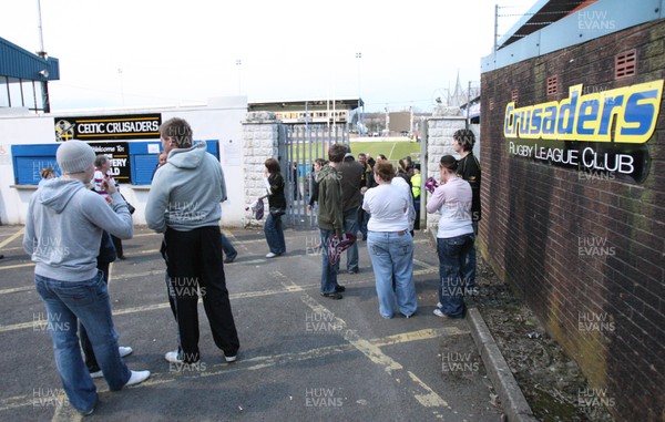 22.03.09 - Celtic Crusaders v Wakefield Trinity Wildcats, engage Super League.- Supporters are turned away from the gates as the Crusaders v Wildcats match is postponed. 