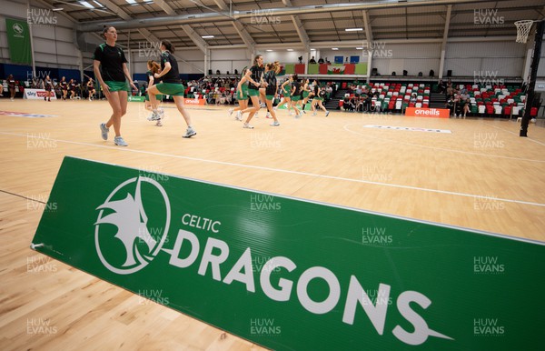 190523 - Celtic Dragons v London Pulse, Netball Super League - Celtic Dragons warm up ahead of the match