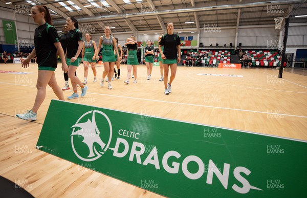 190523 - Celtic Dragons v London Pulse, Netball Super League - Celtic Dragons warm up ahead of the match
