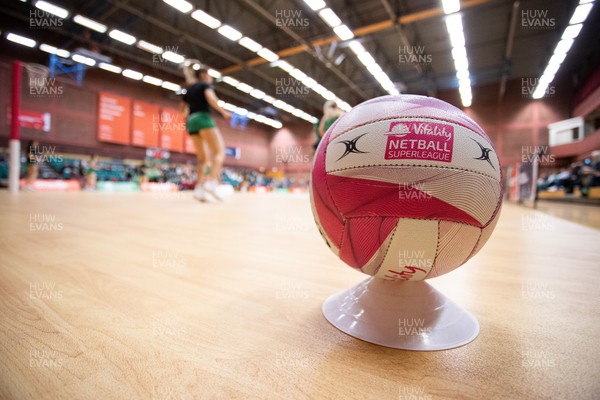 280322 - Celtic Dragons v Surrey Storm - Vitality Netball Superleague - General View with match ball