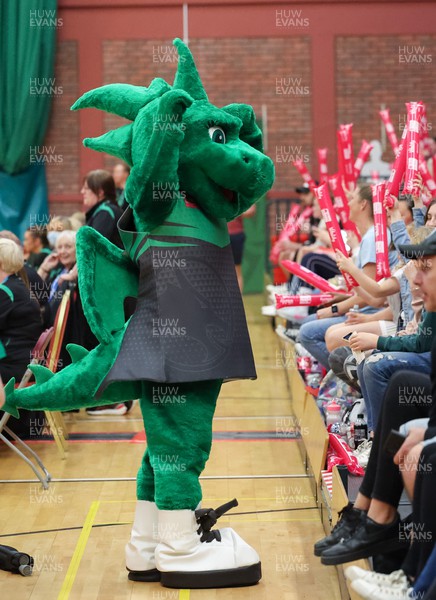 090522 - Celtic Dragons v Wasps, Vitality Netball Superleague - Celtic Dragons mascot Delilah meets fans ahead of the match