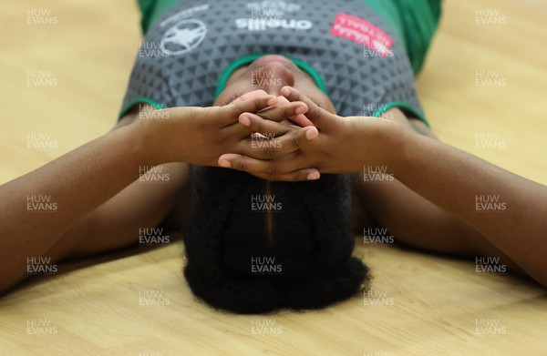 090522 - Celtic Dragons v Wasps, Vitality Netball Superleague - Shaquanda Greene-Noel of Celtic Dragons at the end of the match
