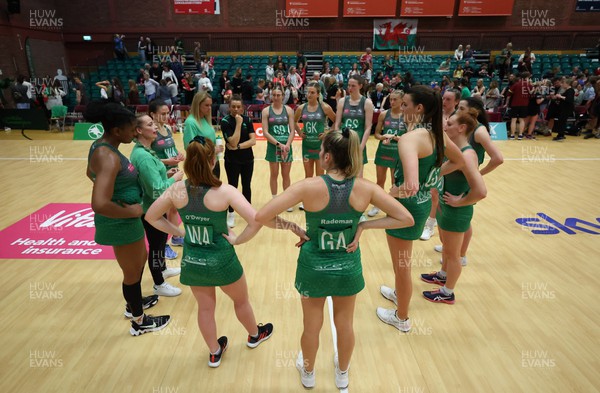 090522 - Celtic Dragons v Wasps, Vitality Netball Superleague - The Celtic Dragons team talk at the end of the match