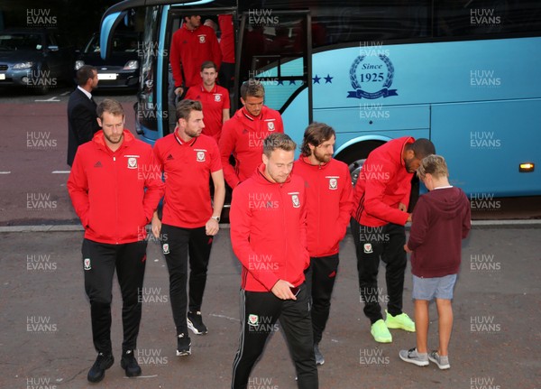 310816 - Wales football squad arrives at the dinner at the National Museum of Wales, Cardiff, to mark the start of the run up to the Champions League Final which Cardiff is hosting in 2017