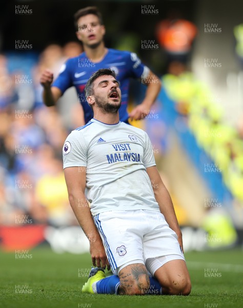 150918 - Chelsea v Cardiff City, Premier League - Callum Paterson of Cardiff City reacts after missing a chance to score
