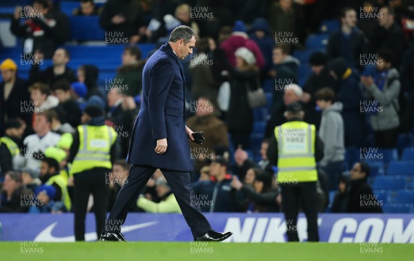 291117 - Chelsea v Swansea City, Premier League - Swansea City head coach Paul Clement walks over to applaud the travelling supporters at the end of the match