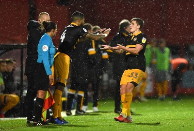 041218 - Cheltenham Town v Newport County - Checkatrade Trophy - Joss Labadie replaces Charlie Cooper of Newport County